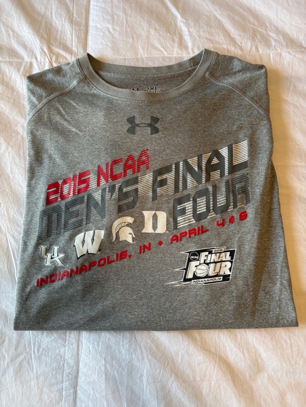 Under Armour 2015 NCAA Final Four Tee Shirt 2XLG Gray Indianapolis Basketball